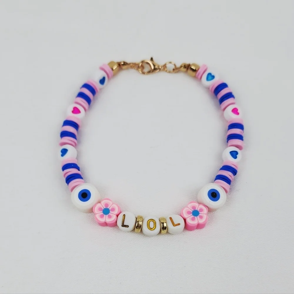 Handmade LOL Heart and Flower Bracelet